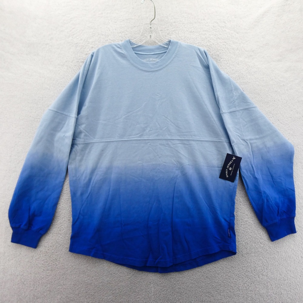 Spirit Jersey Shirt Women Medium Balboa Island Blue Ombre Dye Long Sleeve Cotton